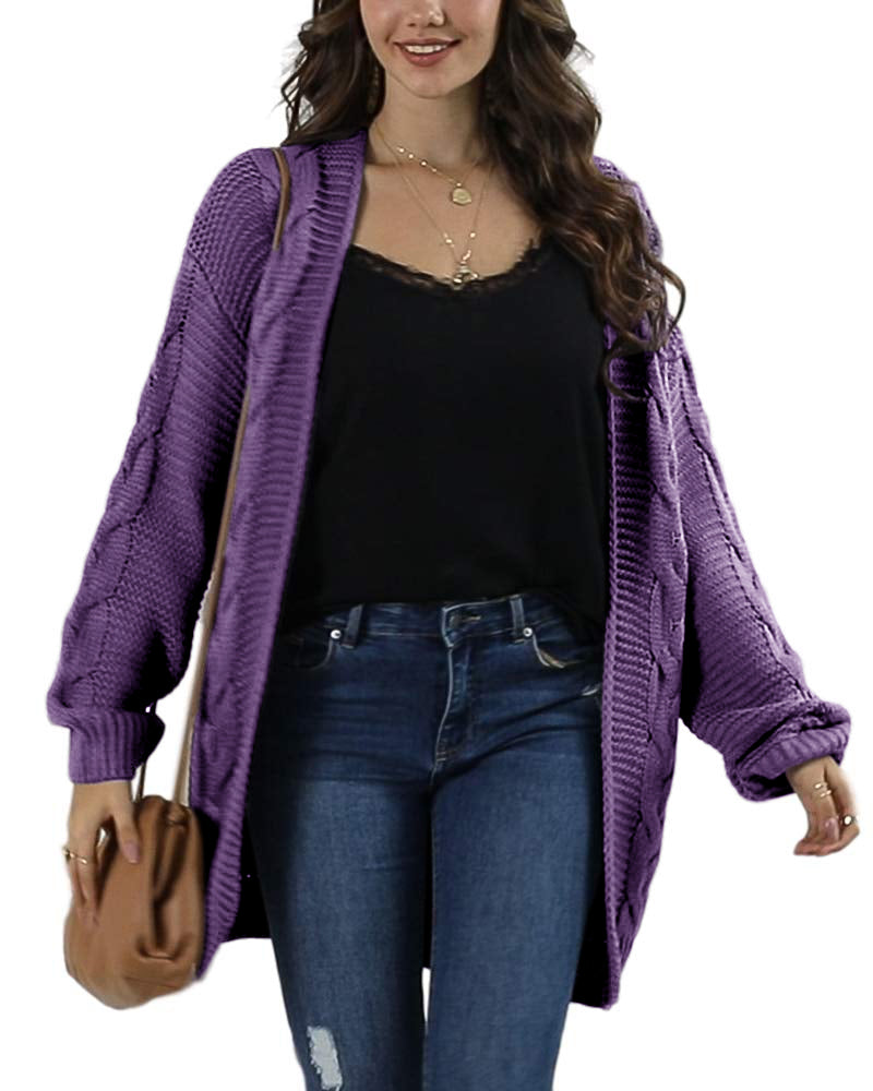 usvara Women Oversized Chunky Cable Knit Cardigan