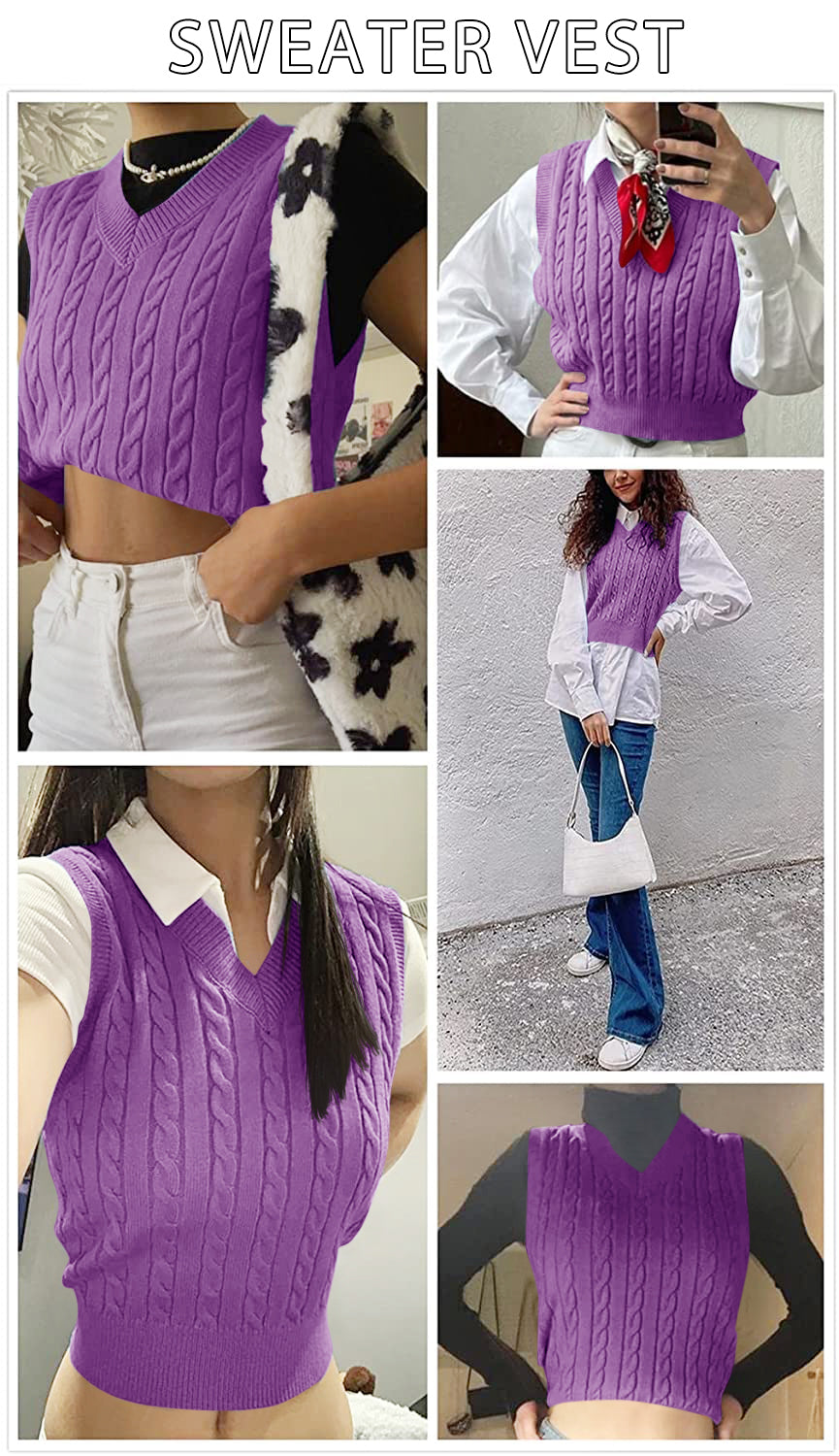 usvara Womens Cable Knit Sweater Vest