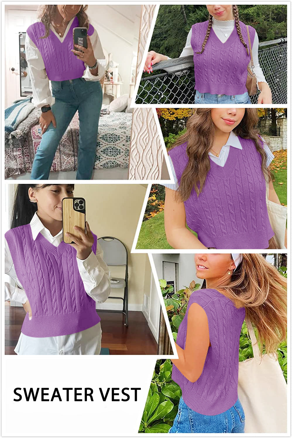usvara Womens Cable Knit Sweater Vest