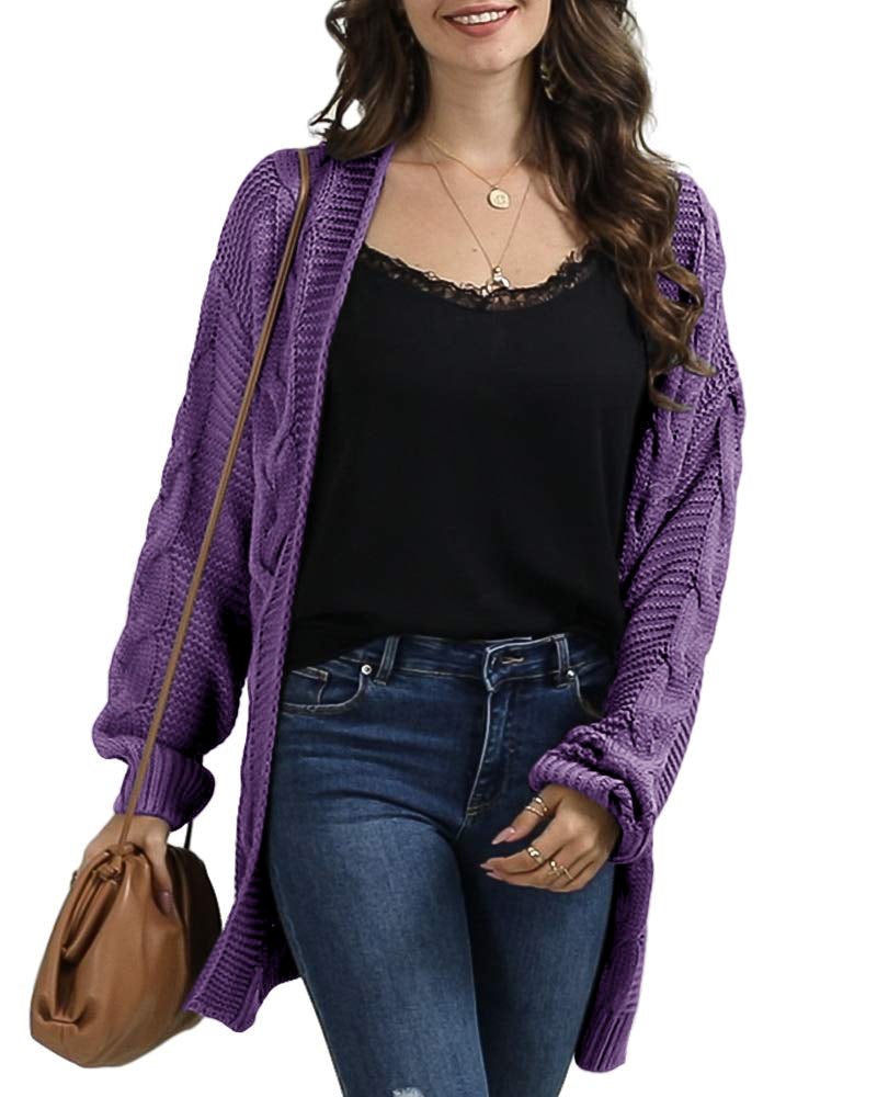usvara Women Oversized Chunky Cable Knit Cardigan