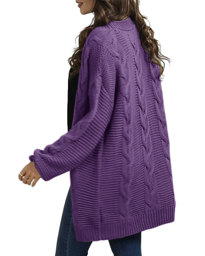 usvara Women Oversized Chunky Cable Knit Cardigan