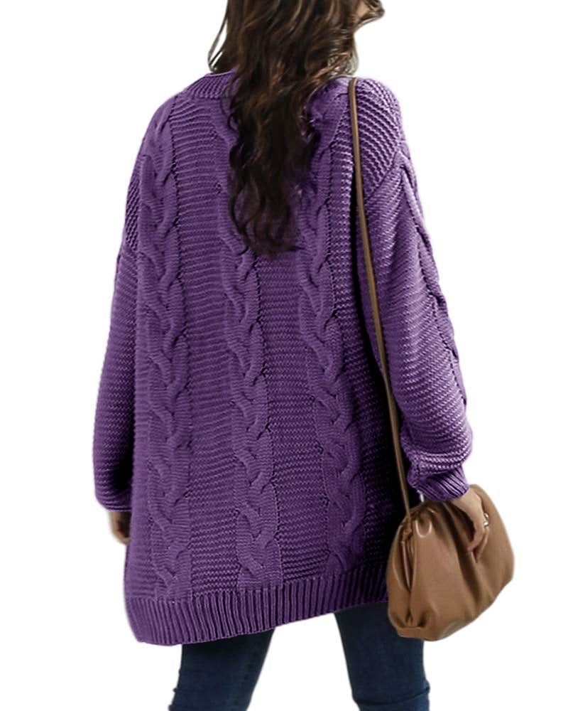 usvara Women Oversized Chunky Cable Knit Cardigan